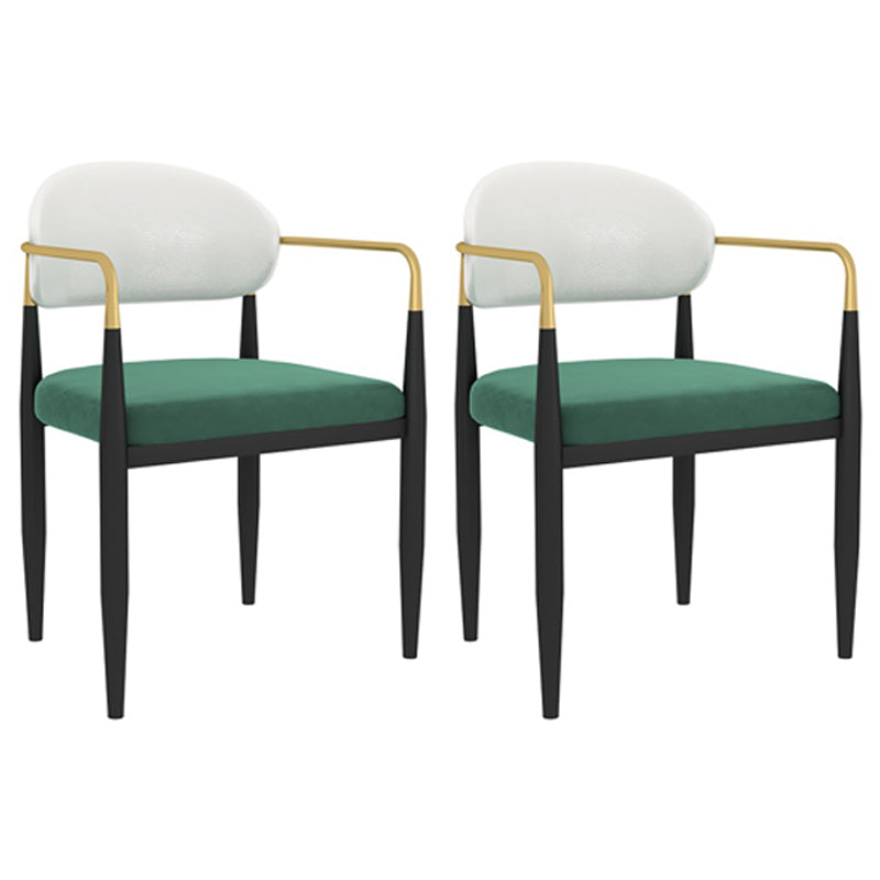 Designer Style Upholstered Arm Chair Open Back Matte Finish Dining Chair White-Green 2 Piece Set Clearhalo ' kitchen&dining_furn' 'Dining Chairs' 'Dining Tables & Seating' 'dining_chair' 'furn' 'furn_dining_chair' 'Furniture' 'furniture_dining_chair' 'Kitchen & Dining Furniture' 'kitchen' 4105118