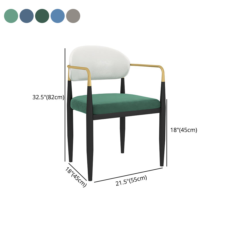 Designer Style Upholstered Arm Chair Open Back Matte Finish Dining Chair Clearhalo ' kitchen&dining_furn' 'Dining Chairs' 'Dining Tables & Seating' 'dining_chair' 'furn' 'furn_dining_chair' 'Furniture' 'furniture_dining_chair' 'Kitchen & Dining Furniture' 'kitchen' 4105119