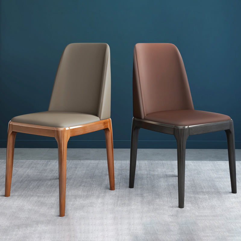 Industrial Oak Parsons Side Chair Matte Finish Leather Dining Chair (Set of 2) Clearhalo ' kitchen&dining_furn' 'Dining Chairs' 'Dining Tables & Seating' 'dining_chair' 'furn' 'furn_dining_chair' 'Furniture' 'furniture_dining_chair' 'Kitchen & Dining Furniture' 'kitchen' 4105125