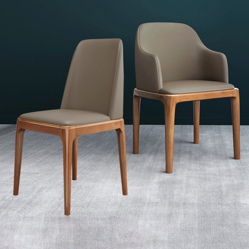 Industrial Oak Parsons Side Chair Matte Finish Leather Dining Chair (Set of 2) Clearhalo ' kitchen&dining_furn' 'Dining Chairs' 'Dining Tables & Seating' 'dining_chair' 'furn' 'furn_dining_chair' 'Furniture' 'furniture_dining_chair' 'Kitchen & Dining Furniture' 'kitchen' 4105127