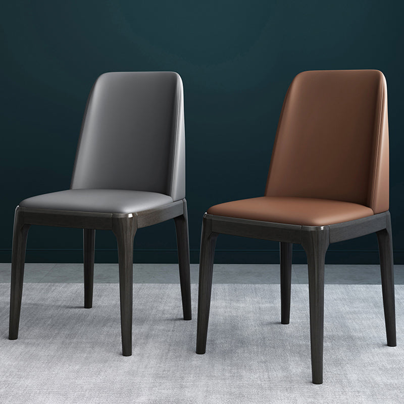 Industrial Oak Parsons Side Chair Matte Finish Leather Dining Chair (Set of 2) Clearhalo ' kitchen&dining_furn' 'Dining Chairs' 'Dining Tables & Seating' 'dining_chair' 'furn' 'furn_dining_chair' 'Furniture' 'furniture_dining_chair' 'Kitchen & Dining Furniture' 'kitchen' 4105130