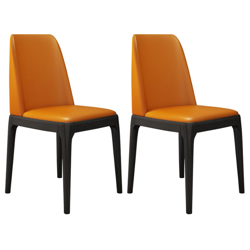 Industrial Oak Parsons Side Chair Matte Finish Leather Dining Chair (Set of 2) Orange Red Clearhalo ' kitchen&dining_furn' 'Dining Chairs' 'Dining Tables & Seating' 'dining_chair' 'furn' 'furn_dining_chair' 'Furniture' 'furniture_dining_chair' 'Kitchen & Dining Furniture' 'kitchen' 4105131