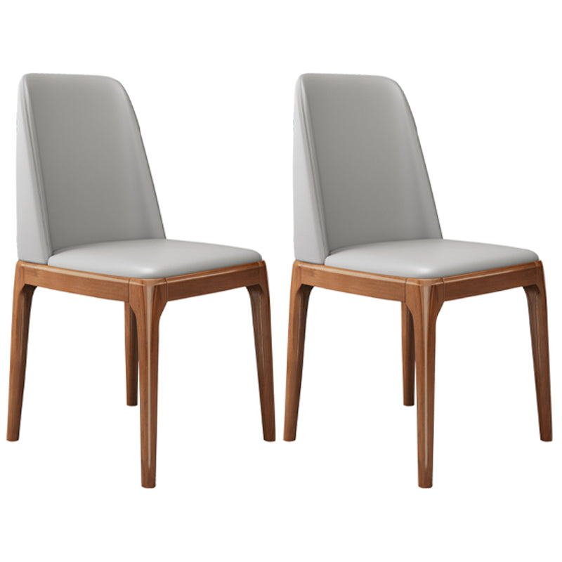 Industrial Oak Parsons Side Chair Matte Finish Leather Dining Chair (Set of 2) Gray Coffee Clearhalo ' kitchen&dining_furn' 'Dining Chairs' 'Dining Tables & Seating' 'dining_chair' 'furn' 'furn_dining_chair' 'Furniture' 'furniture_dining_chair' 'Kitchen & Dining Furniture' 'kitchen' 4105132