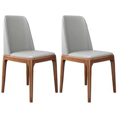 Industrial Oak Parsons Side Chair Matte Finish Leather Dining Chair (Set of 2) Gray Coffee Clearhalo ' kitchen&dining_furn' 'Dining Chairs' 'Dining Tables & Seating' 'dining_chair' 'furn' 'furn_dining_chair' 'Furniture' 'furniture_dining_chair' 'Kitchen & Dining Furniture' 'kitchen' 4105132