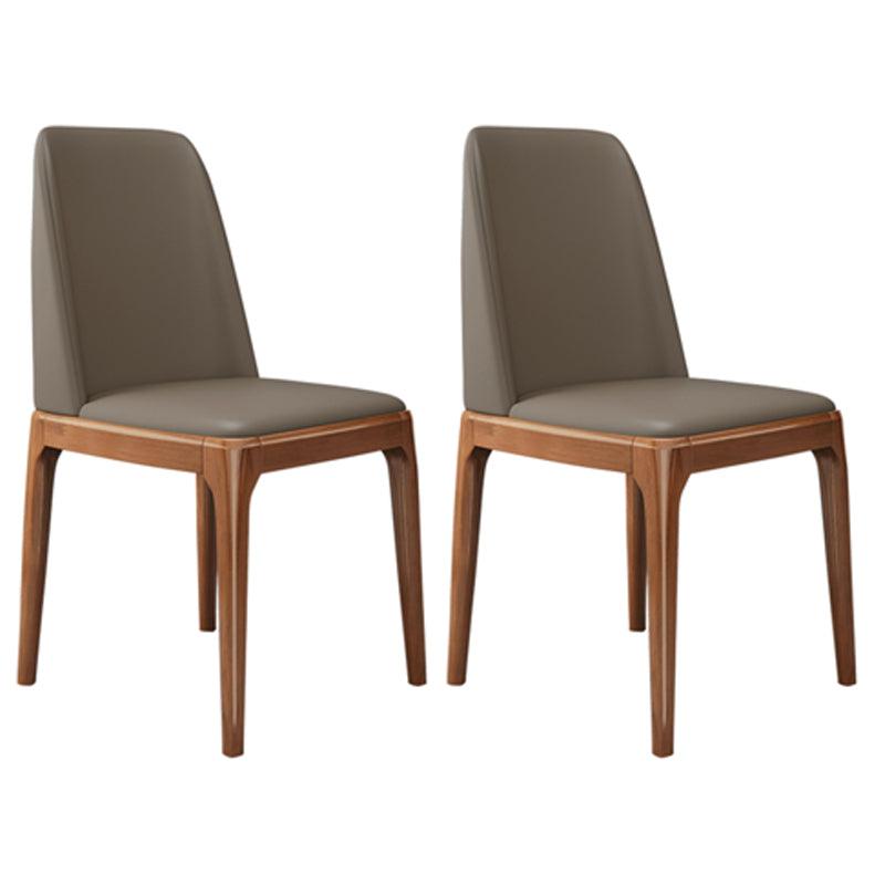 Industrial Oak Parsons Side Chair Matte Finish Leather Dining Chair (Set of 2) Dark Khaki Clearhalo ' kitchen&dining_furn' 'Dining Chairs' 'Dining Tables & Seating' 'dining_chair' 'furn' 'furn_dining_chair' 'Furniture' 'furniture_dining_chair' 'Kitchen & Dining Furniture' 'kitchen' 4105135