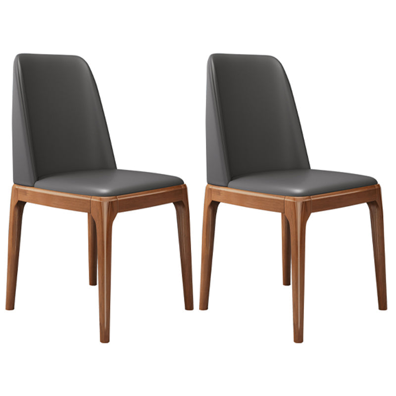 Industrial Oak Parsons Side Chair Matte Finish Leather Dining Chair (Set of 2) Grey Clearhalo ' kitchen&dining_furn' 'Dining Chairs' 'Dining Tables & Seating' 'dining_chair' 'furn' 'furn_dining_chair' 'Furniture' 'furniture_dining_chair' 'Kitchen & Dining Furniture' 'kitchen' 4105137