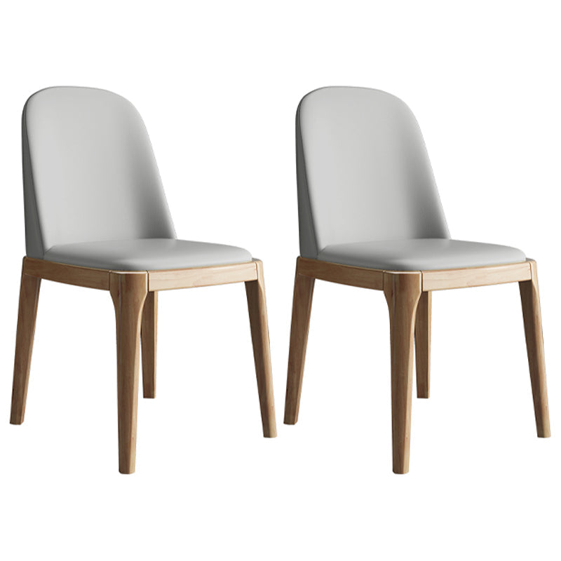 Industrial Oak Parsons Side Chair Matte Finish Leather Dining Chair (Set of 2) Gray-Khaki Clearhalo ' kitchen&dining_furn' 'Dining Chairs' 'Dining Tables & Seating' 'dining_chair' 'furn' 'furn_dining_chair' 'Furniture' 'furniture_dining_chair' 'Kitchen & Dining Furniture' 'kitchen' 4105138