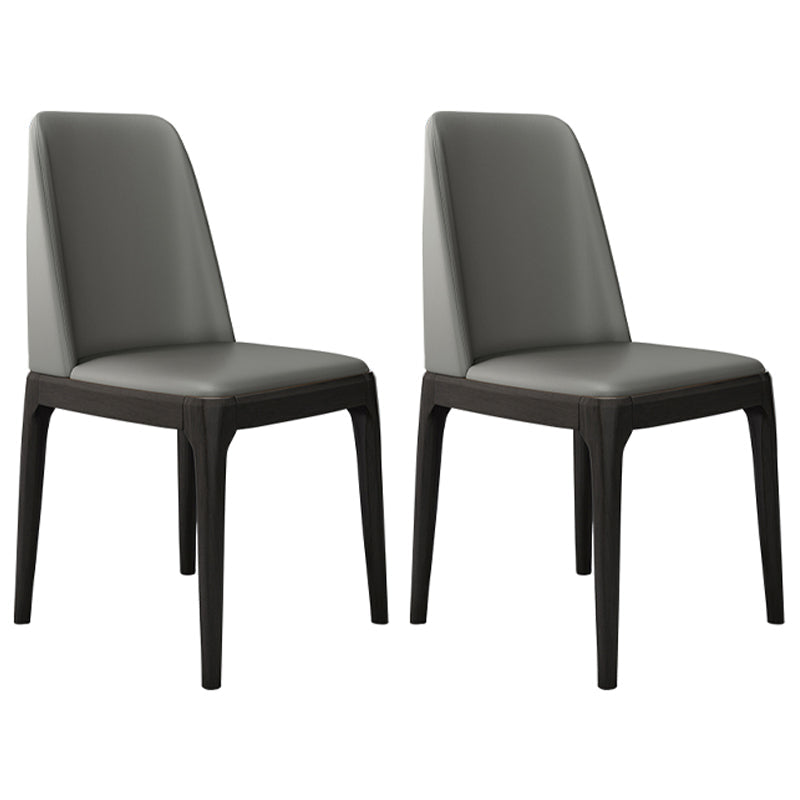 Industrial Oak Parsons Side Chair Matte Finish Leather Dining Chair (Set of 2) Silver Gray Clearhalo ' kitchen&dining_furn' 'Dining Chairs' 'Dining Tables & Seating' 'dining_chair' 'furn' 'furn_dining_chair' 'Furniture' 'furniture_dining_chair' 'Kitchen & Dining Furniture' 'kitchen' 4105139