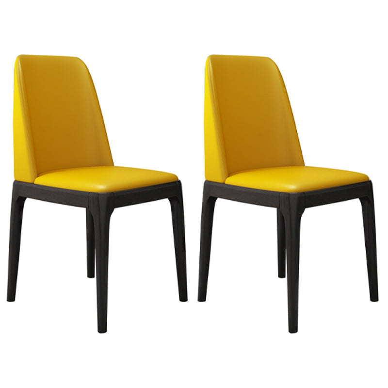 Industrial Oak Parsons Side Chair Matte Finish Leather Dining Chair (Set of 2) Yellow Clearhalo ' kitchen&dining_furn' 'Dining Chairs' 'Dining Tables & Seating' 'dining_chair' 'furn' 'furn_dining_chair' 'Furniture' 'furniture_dining_chair' 'Kitchen & Dining Furniture' 'kitchen' 4105140