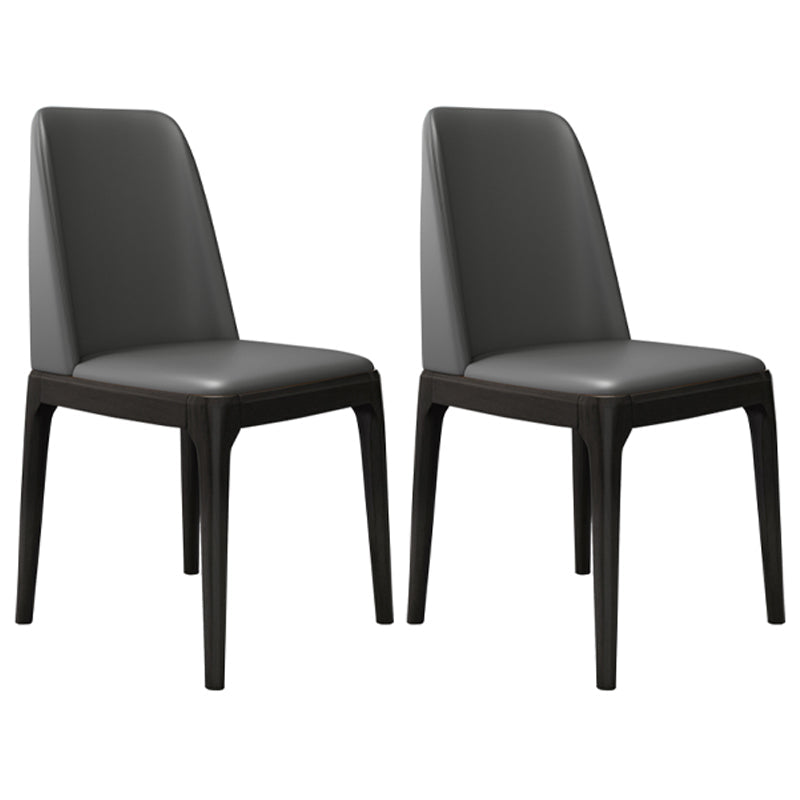 Industrial Oak Parsons Side Chair Matte Finish Leather Dining Chair (Set of 2) Black-Gray Clearhalo ' kitchen&dining_furn' 'Dining Chairs' 'Dining Tables & Seating' 'dining_chair' 'furn' 'furn_dining_chair' 'Furniture' 'furniture_dining_chair' 'Kitchen & Dining Furniture' 'kitchen' 4105141