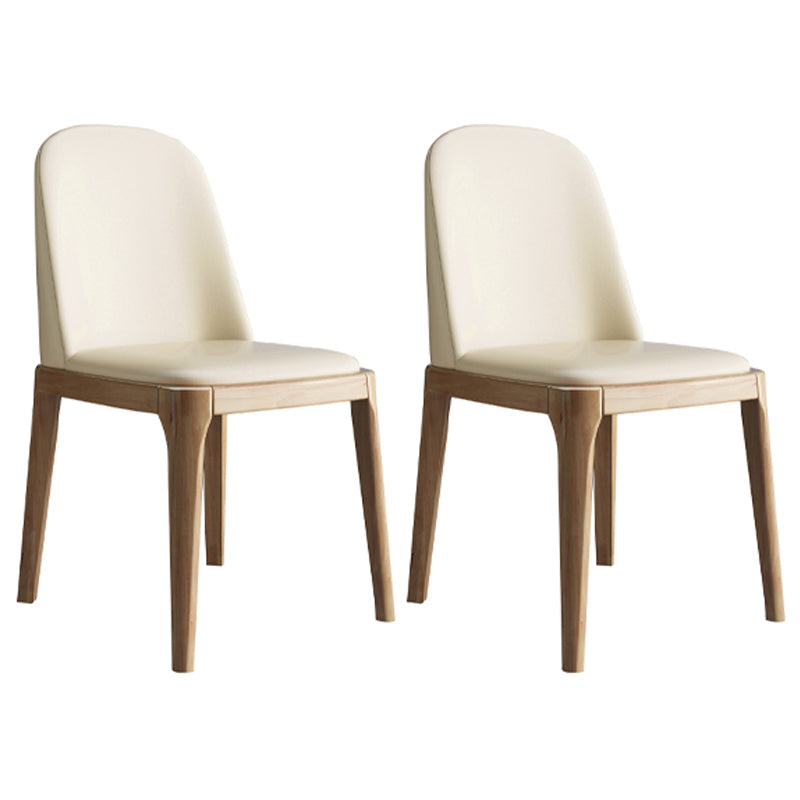 Industrial Oak Parsons Side Chair Matte Finish Leather Dining Chair (Set of 2) Beige Clearhalo ' kitchen&dining_furn' 'Dining Chairs' 'Dining Tables & Seating' 'dining_chair' 'furn' 'furn_dining_chair' 'Furniture' 'furniture_dining_chair' 'Kitchen & Dining Furniture' 'kitchen' 4105146