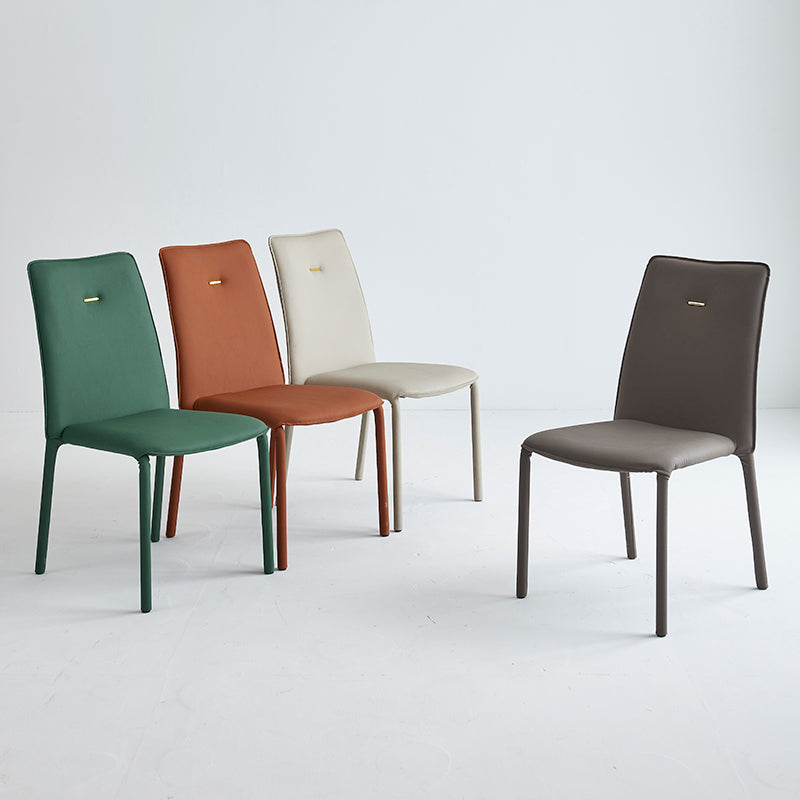 Modern Style Leather Dining Chairs Solid Back Stackable Side Chair for Home Use (Set of 2) Clearhalo ' kitchen&dining_furn' 'Dining Chairs' 'Dining Tables & Seating' 'dining_chair' 'furn' 'furn_dining_chair' 'Furniture' 'furniture_dining_chair' 'Kitchen & Dining Furniture' 'kitchen' 4105149