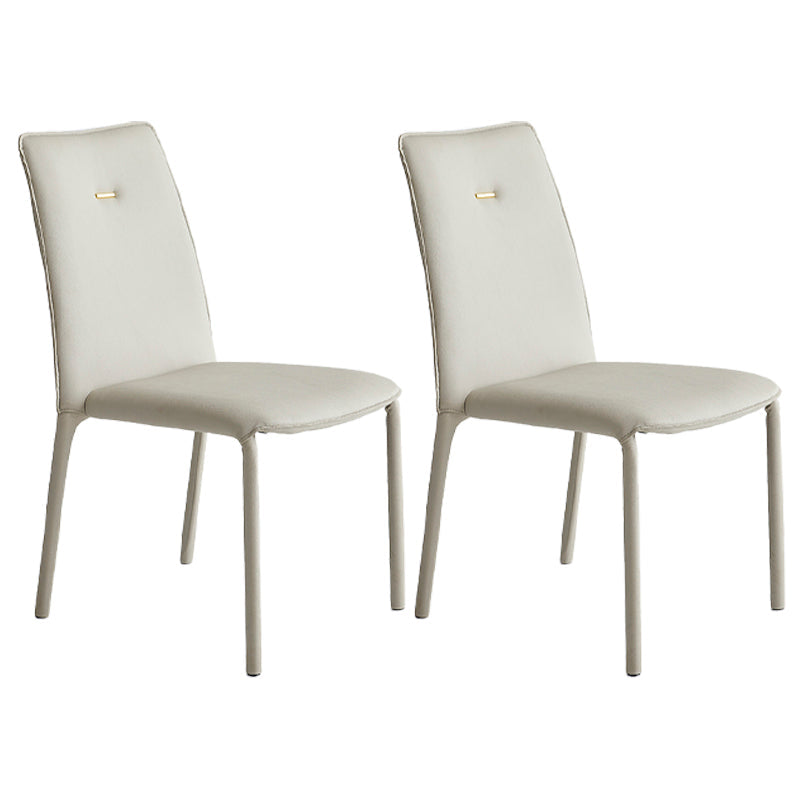 Modern Style Leather Dining Chairs Solid Back Stackable Side Chair for Home Use (Set of 2) White Clearhalo ' kitchen&dining_furn' 'Dining Chairs' 'Dining Tables & Seating' 'dining_chair' 'furn' 'furn_dining_chair' 'Furniture' 'furniture_dining_chair' 'Kitchen & Dining Furniture' 'kitchen' 4105151