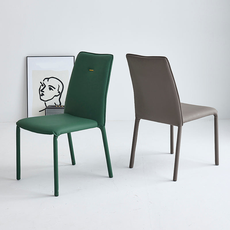 Modern Style Leather Dining Chairs Solid Back Stackable Side Chair for Home Use (Set of 2) Clearhalo ' kitchen&dining_furn' 'Dining Chairs' 'Dining Tables & Seating' 'dining_chair' 'furn' 'furn_dining_chair' 'Furniture' 'furniture_dining_chair' 'Kitchen & Dining Furniture' 'kitchen' 4105152