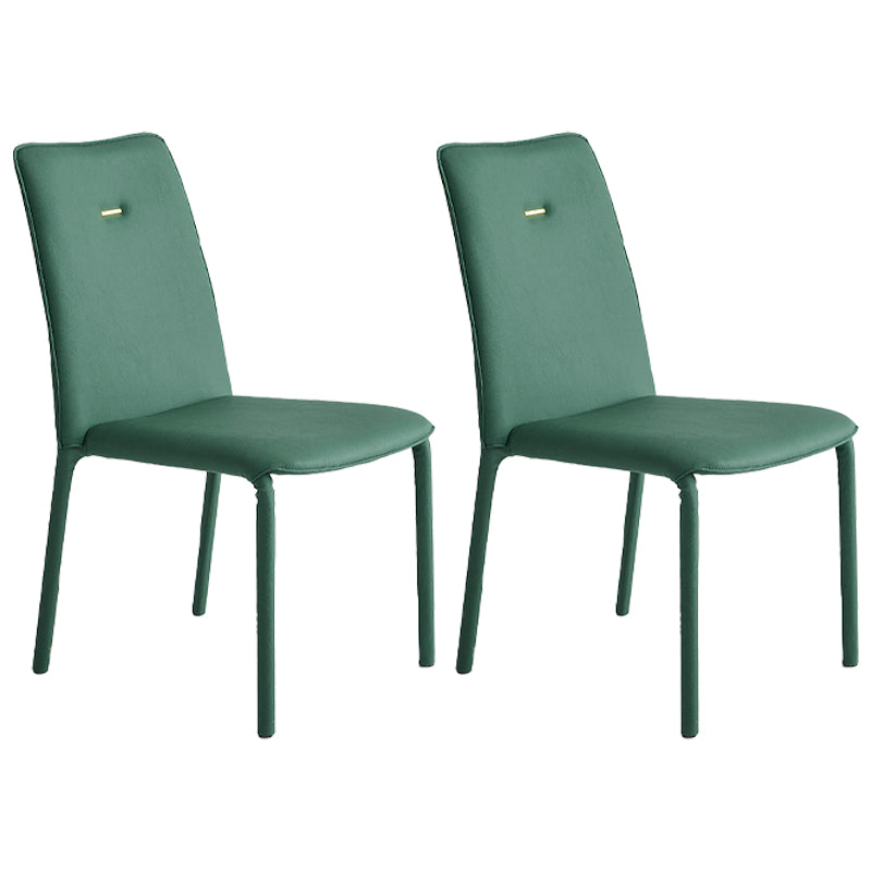 Modern Style Leather Dining Chairs Solid Back Stackable Side Chair for Home Use (Set of 2) Green Clearhalo ' kitchen&dining_furn' 'Dining Chairs' 'Dining Tables & Seating' 'dining_chair' 'furn' 'furn_dining_chair' 'Furniture' 'furniture_dining_chair' 'Kitchen & Dining Furniture' 'kitchen' 4105155