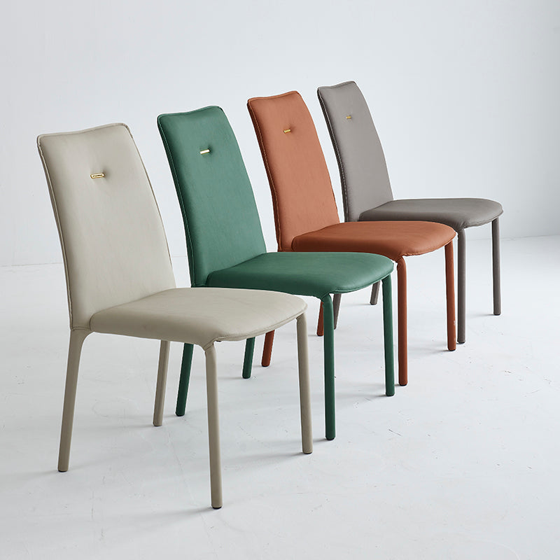 Modern Style Leather Dining Chairs Solid Back Stackable Side Chair for Home Use (Set of 2) Clearhalo ' kitchen&dining_furn' 'Dining Chairs' 'Dining Tables & Seating' 'dining_chair' 'furn' 'furn_dining_chair' 'Furniture' 'furniture_dining_chair' 'Kitchen & Dining Furniture' 'kitchen' 4105156