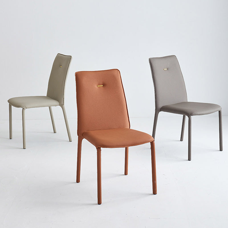 Modern Style Leather Dining Chairs Solid Back Stackable Side Chair for Home Use (Set of 2) Clearhalo ' kitchen&dining_furn' 'Dining Chairs' 'Dining Tables & Seating' 'dining_chair' 'furn' 'furn_dining_chair' 'Furniture' 'furniture_dining_chair' 'Kitchen & Dining Furniture' 'kitchen' 4105161