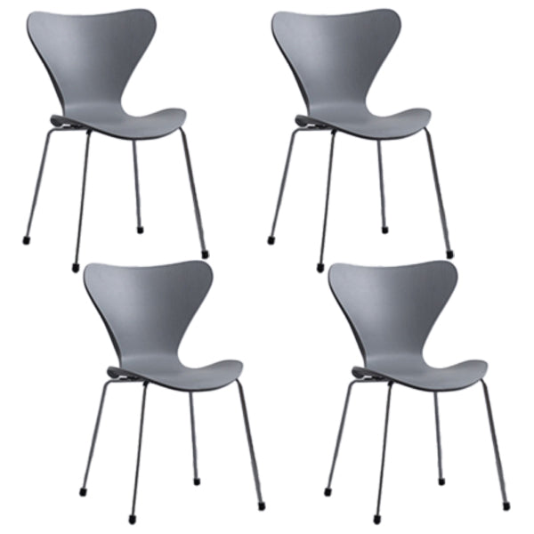 Industrial Style Plastic Dining Armless Chair Solid Back Dining Side Chair Grey 4 Piece Set Silver Clearhalo ' kitchen&dining_furn' 'Dining Chairs' 'Dining Tables & Seating' 'dining_chair' 'furn' 'furn_dining_chair' 'Furniture' 'furniture_dining_chair' 'Kitchen & Dining Furniture' 'kitchen' 4105165