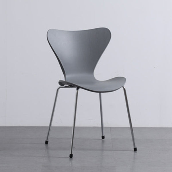 Industrial Style Plastic Dining Armless Chair Solid Back Dining Side Chair Grey 1 Piece Silver Clearhalo ' kitchen&dining_furn' 'Dining Chairs' 'Dining Tables & Seating' 'dining_chair' 'furn' 'furn_dining_chair' 'Furniture' 'furniture_dining_chair' 'Kitchen & Dining Furniture' 'kitchen' 4105166