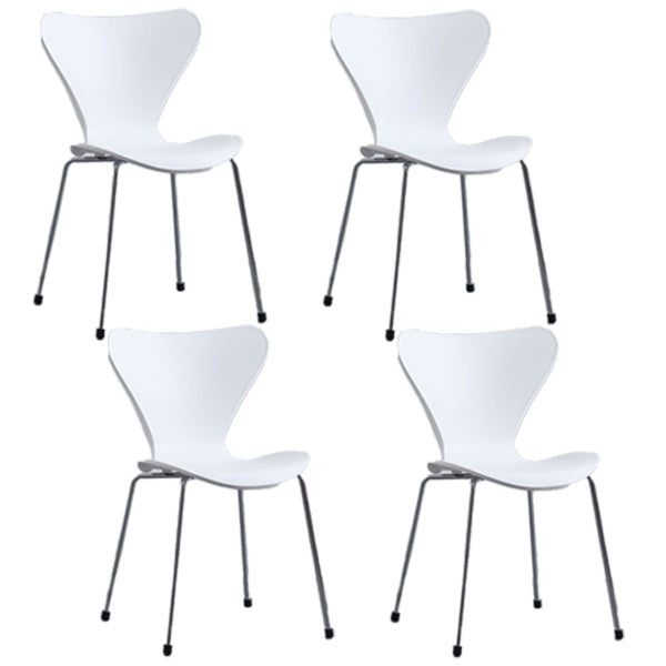 Industrial Style Plastic Dining Armless Chair Solid Back Dining Side Chair White 4 Piece Set Silver Clearhalo ' kitchen&dining_furn' 'Dining Chairs' 'Dining Tables & Seating' 'dining_chair' 'furn' 'furn_dining_chair' 'Furniture' 'furniture_dining_chair' 'Kitchen & Dining Furniture' 'kitchen' 4105171