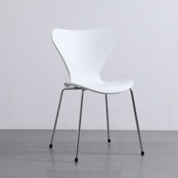 Industrial Style Plastic Dining Armless Chair Solid Back Dining Side Chair White 1 Piece Silver Clearhalo ' kitchen&dining_furn' 'Dining Chairs' 'Dining Tables & Seating' 'dining_chair' 'furn' 'furn_dining_chair' 'Furniture' 'furniture_dining_chair' 'Kitchen & Dining Furniture' 'kitchen' 4105173