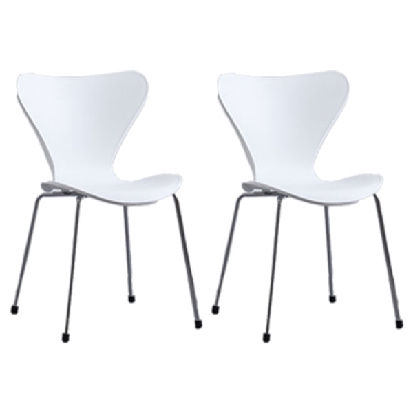 Industrial Style Plastic Dining Armless Chair Solid Back Dining Side Chair White 2 Piece Set Silver Clearhalo ' kitchen&dining_furn' 'Dining Chairs' 'Dining Tables & Seating' 'dining_chair' 'furn' 'furn_dining_chair' 'Furniture' 'furniture_dining_chair' 'Kitchen & Dining Furniture' 'kitchen' 4105175