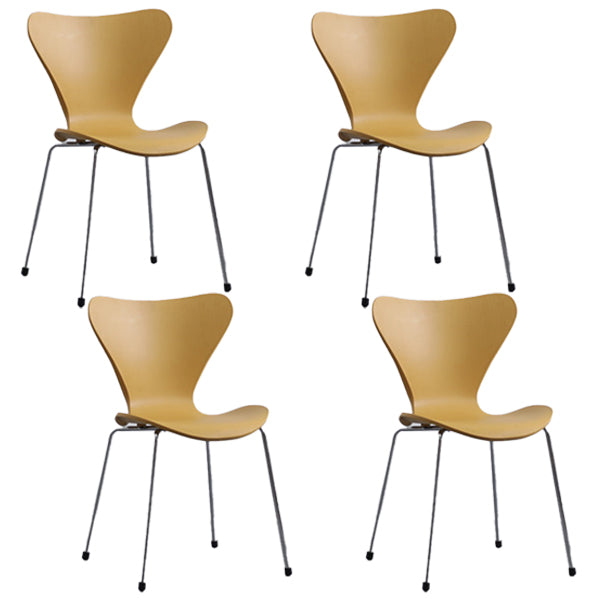 Industrial Style Plastic Dining Armless Chair Solid Back Dining Side Chair Yellow 4 Piece Set Silver Clearhalo ' kitchen&dining_furn' 'Dining Chairs' 'Dining Tables & Seating' 'dining_chair' 'furn' 'furn_dining_chair' 'Furniture' 'furniture_dining_chair' 'Kitchen & Dining Furniture' 'kitchen' 4105176