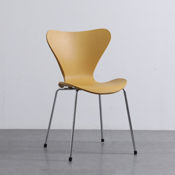 Industrial Style Plastic Dining Armless Chair Solid Back Dining Side Chair Yellow 1 Piece Silver Clearhalo ' kitchen&dining_furn' 'Dining Chairs' 'Dining Tables & Seating' 'dining_chair' 'furn' 'furn_dining_chair' 'Furniture' 'furniture_dining_chair' 'Kitchen & Dining Furniture' 'kitchen' 4105179