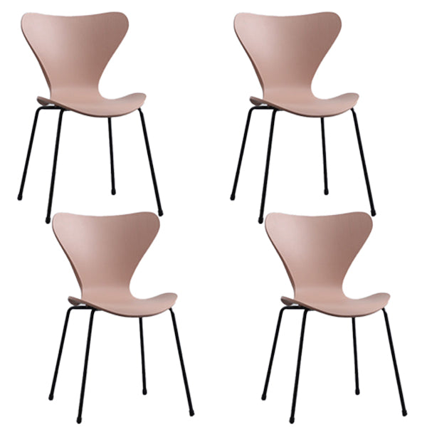 Industrial Style Plastic Dining Armless Chair Solid Back Dining Side Chair Pink 4 Piece Set Black Clearhalo ' kitchen&dining_furn' 'Dining Chairs' 'Dining Tables & Seating' 'dining_chair' 'furn' 'furn_dining_chair' 'Furniture' 'furniture_dining_chair' 'Kitchen & Dining Furniture' 'kitchen' 4105185