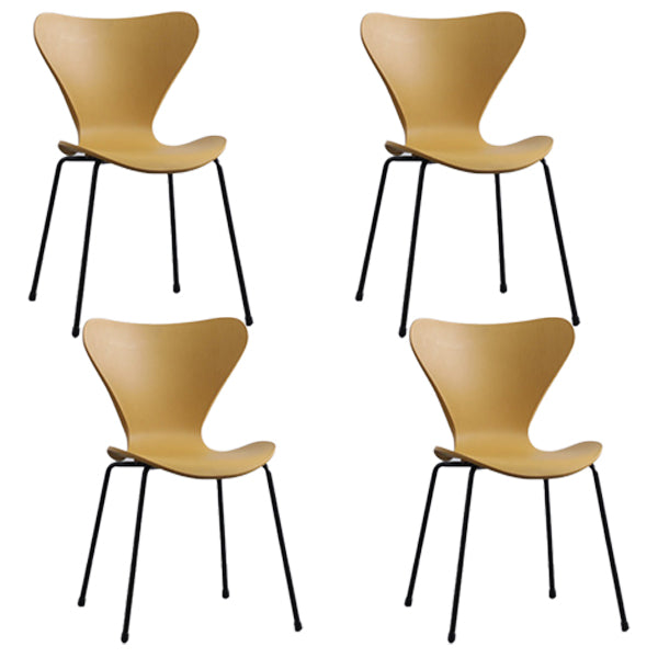Industrial Style Plastic Dining Armless Chair Solid Back Dining Side Chair Yellow 4 Piece Set Black Clearhalo ' kitchen&dining_furn' 'Dining Chairs' 'Dining Tables & Seating' 'dining_chair' 'furn' 'furn_dining_chair' 'Furniture' 'furniture_dining_chair' 'Kitchen & Dining Furniture' 'kitchen' 4105188