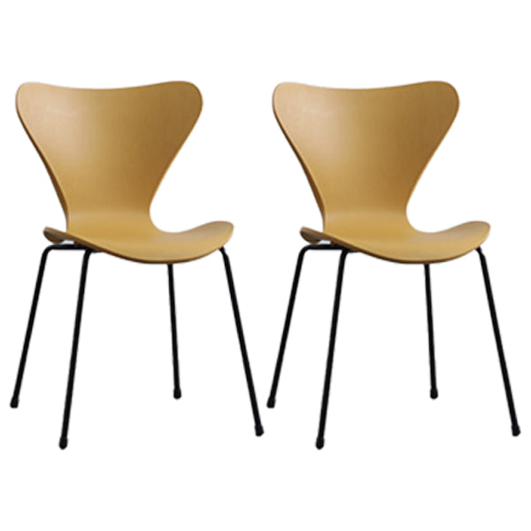 Industrial Style Plastic Dining Armless Chair Solid Back Dining Side Chair Yellow 2 Piece Set Black Clearhalo ' kitchen&dining_furn' 'Dining Chairs' 'Dining Tables & Seating' 'dining_chair' 'furn' 'furn_dining_chair' 'Furniture' 'furniture_dining_chair' 'Kitchen & Dining Furniture' 'kitchen' 4105190