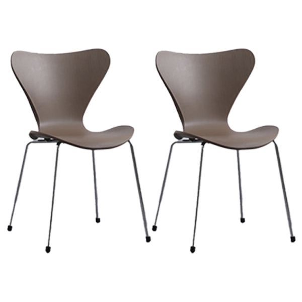 Industrial Style Plastic Dining Armless Chair Solid Back Dining Side Chair Coffee 2 Piece Set Silver Clearhalo ' kitchen&dining_furn' 'Dining Chairs' 'Dining Tables & Seating' 'dining_chair' 'furn' 'furn_dining_chair' 'Furniture' 'furniture_dining_chair' 'Kitchen & Dining Furniture' 'kitchen' 4105196