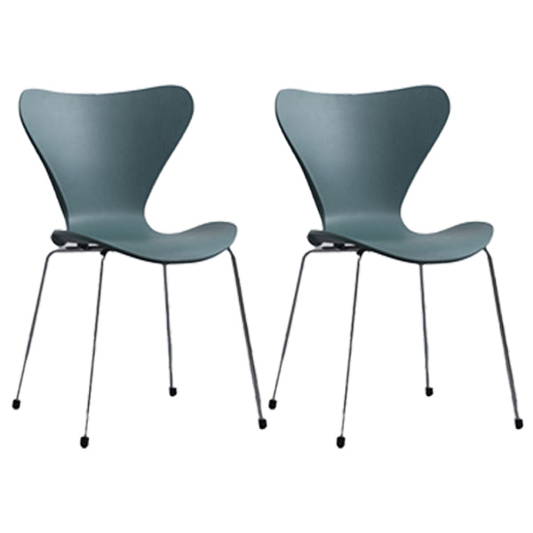 Industrial Style Plastic Dining Armless Chair Solid Back Dining Side Chair Green 2 Piece Set Silver Clearhalo ' kitchen&dining_furn' 'Dining Chairs' 'Dining Tables & Seating' 'dining_chair' 'furn' 'furn_dining_chair' 'Furniture' 'furniture_dining_chair' 'Kitchen & Dining Furniture' 'kitchen' 4105199