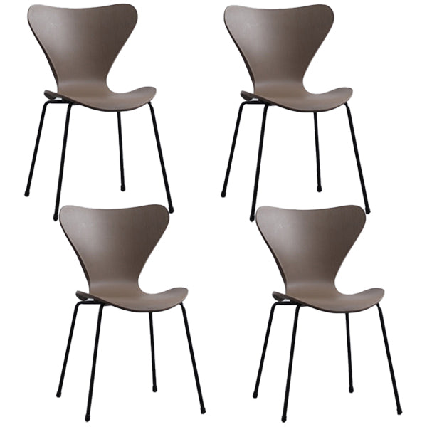 Industrial Style Plastic Dining Armless Chair Solid Back Dining Side Chair Coffee 4 Piece Set Black Clearhalo ' kitchen&dining_furn' 'Dining Chairs' 'Dining Tables & Seating' 'dining_chair' 'furn' 'furn_dining_chair' 'Furniture' 'furniture_dining_chair' 'Kitchen & Dining Furniture' 'kitchen' 4105200