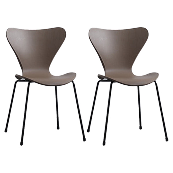 Industrial Style Plastic Dining Armless Chair Solid Back Dining Side Chair Coffee 2 Piece Set Black Clearhalo ' kitchen&dining_furn' 'Dining Chairs' 'Dining Tables & Seating' 'dining_chair' 'furn' 'furn_dining_chair' 'Furniture' 'furniture_dining_chair' 'Kitchen & Dining Furniture' 'kitchen' 4105202