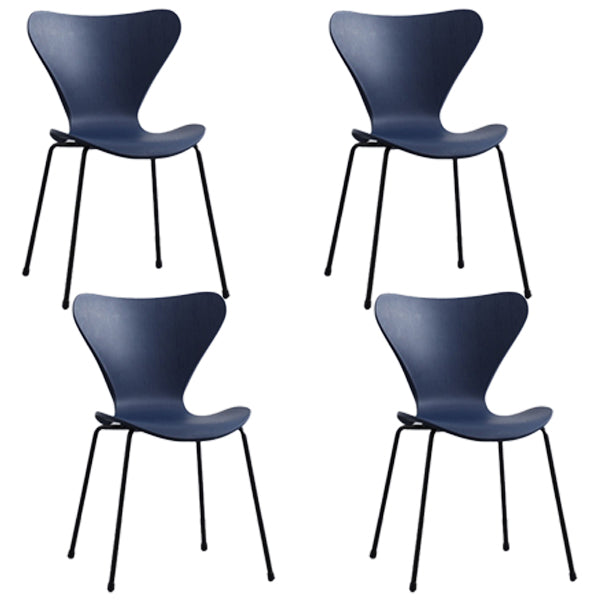 Industrial Style Plastic Dining Armless Chair Solid Back Dining Side Chair Blue 4 Piece Set Black Clearhalo ' kitchen&dining_furn' 'Dining Chairs' 'Dining Tables & Seating' 'dining_chair' 'furn' 'furn_dining_chair' 'Furniture' 'furniture_dining_chair' 'Kitchen & Dining Furniture' 'kitchen' 4105206