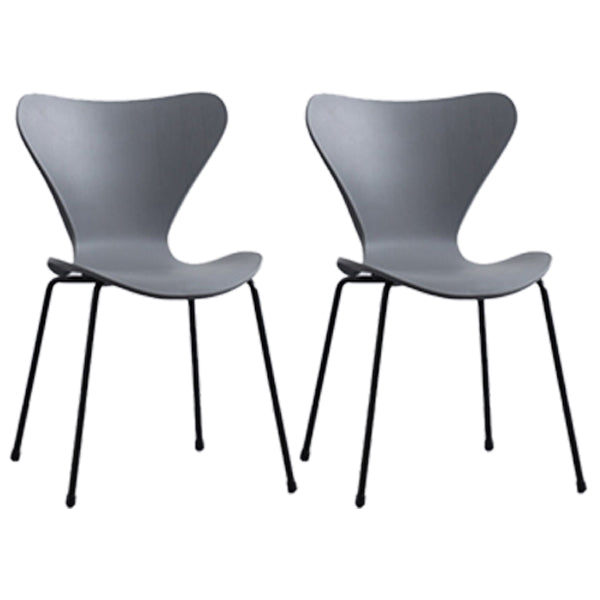 Industrial Style Plastic Dining Armless Chair Solid Back Dining Side Chair Grey 2 Piece Set Black Clearhalo ' kitchen&dining_furn' 'Dining Chairs' 'Dining Tables & Seating' 'dining_chair' 'furn' 'furn_dining_chair' 'Furniture' 'furniture_dining_chair' 'Kitchen & Dining Furniture' 'kitchen' 4105211