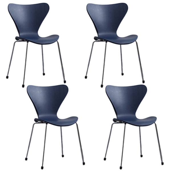 Industrial Style Plastic Dining Armless Chair Solid Back Dining Side Chair Blue 4 Piece Set Silver Clearhalo ' kitchen&dining_furn' 'Dining Chairs' 'Dining Tables & Seating' 'dining_chair' 'furn' 'furn_dining_chair' 'Furniture' 'furniture_dining_chair' 'Kitchen & Dining Furniture' 'kitchen' 4105212