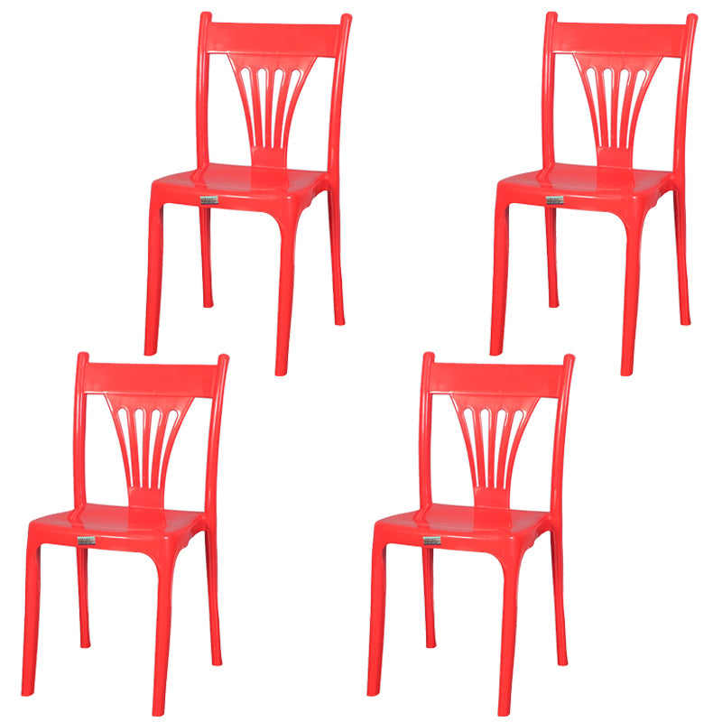 Contemporary Style Stacking Chair Plastic Slat Back Dining Armless Chair Red 4 Piece Set Clearhalo ' kitchen&dining_furn' 'Dining Chairs' 'Dining Tables & Seating' 'dining_chair' 'furn' 'furn_dining_chair' 'Furniture' 'furniture_dining_chair' 'Kitchen & Dining Furniture' 'kitchen' 4105217