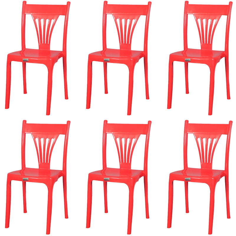 Contemporary Style Stacking Chair Plastic Slat Back Dining Armless Chair Red 6 Piece Set Clearhalo ' kitchen&dining_furn' 'Dining Chairs' 'Dining Tables & Seating' 'dining_chair' 'furn' 'furn_dining_chair' 'Furniture' 'furniture_dining_chair' 'Kitchen & Dining Furniture' 'kitchen' 4105218