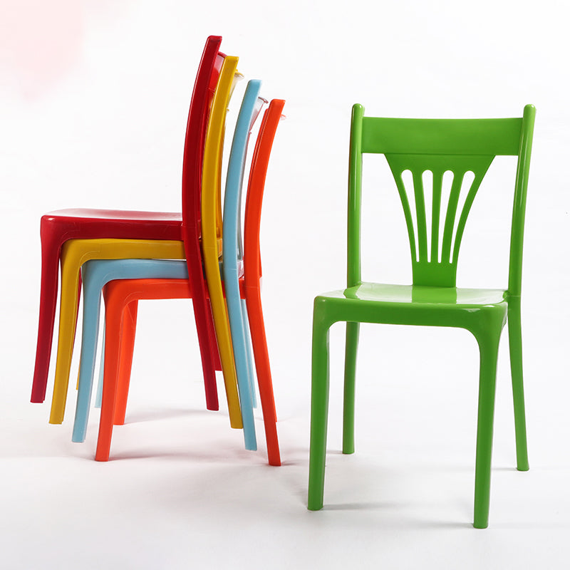 Contemporary Style Stacking Chair Plastic Slat Back Dining Armless Chair Clearhalo ' kitchen&dining_furn' 'Dining Chairs' 'Dining Tables & Seating' 'dining_chair' 'furn' 'furn_dining_chair' 'Furniture' 'furniture_dining_chair' 'Kitchen & Dining Furniture' 'kitchen' 4105219