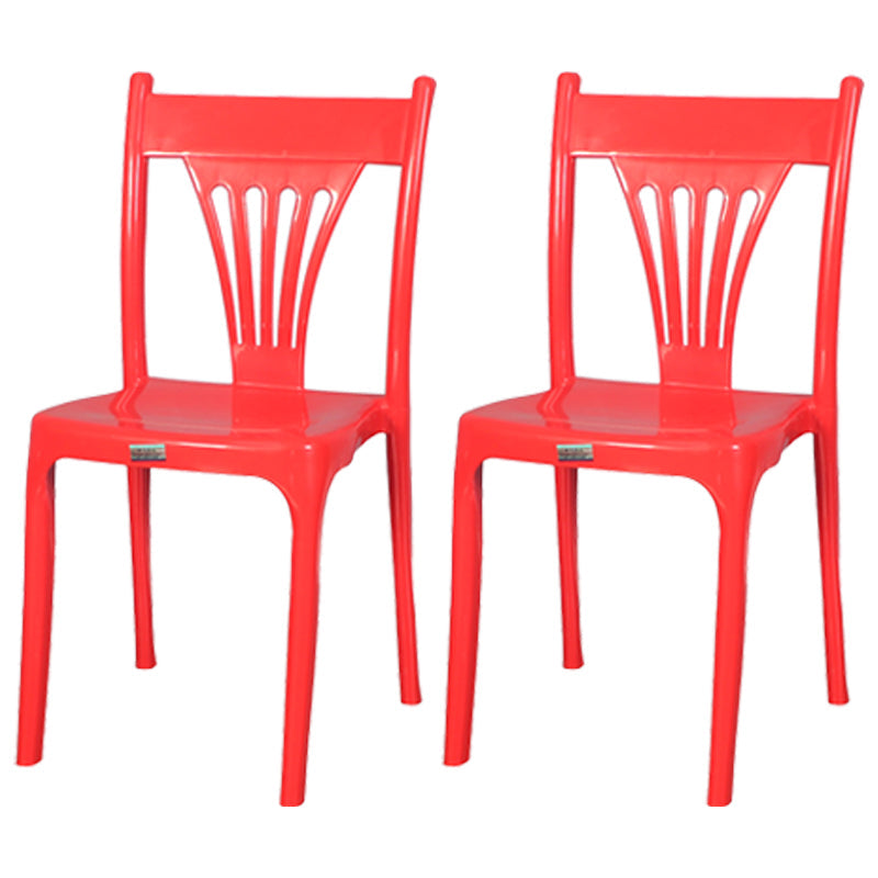 Contemporary Style Stacking Chair Plastic Slat Back Dining Armless Chair Red 2 Piece Set Clearhalo ' kitchen&dining_furn' 'Dining Chairs' 'Dining Tables & Seating' 'dining_chair' 'furn' 'furn_dining_chair' 'Furniture' 'furniture_dining_chair' 'Kitchen & Dining Furniture' 'kitchen' 4105220