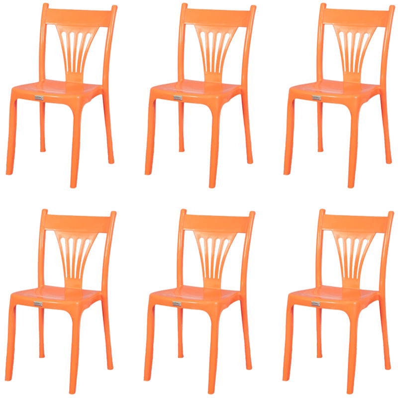 Contemporary Style Stacking Chair Plastic Slat Back Dining Armless Chair Orange 6 Piece Set Clearhalo ' kitchen&dining_furn' 'Dining Chairs' 'Dining Tables & Seating' 'dining_chair' 'furn' 'furn_dining_chair' 'Furniture' 'furniture_dining_chair' 'Kitchen & Dining Furniture' 'kitchen' 4105224