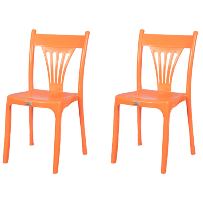 Contemporary Style Stacking Chair Plastic Slat Back Dining Armless Chair Orange 2 Piece Set Clearhalo ' kitchen&dining_furn' 'Dining Chairs' 'Dining Tables & Seating' 'dining_chair' 'furn' 'furn_dining_chair' 'Furniture' 'furniture_dining_chair' 'Kitchen & Dining Furniture' 'kitchen' 4105227