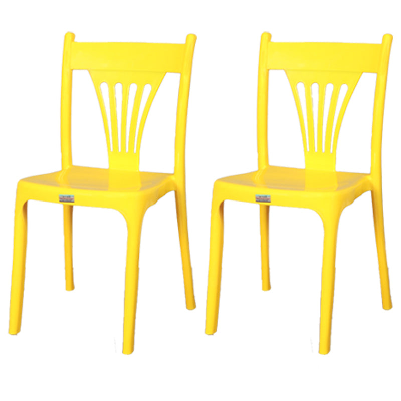 Contemporary Style Stacking Chair Plastic Slat Back Dining Armless Chair Yellow 2 Piece Set Clearhalo ' kitchen&dining_furn' 'Dining Chairs' 'Dining Tables & Seating' 'dining_chair' 'furn' 'furn_dining_chair' 'Furniture' 'furniture_dining_chair' 'Kitchen & Dining Furniture' 'kitchen' 4105232