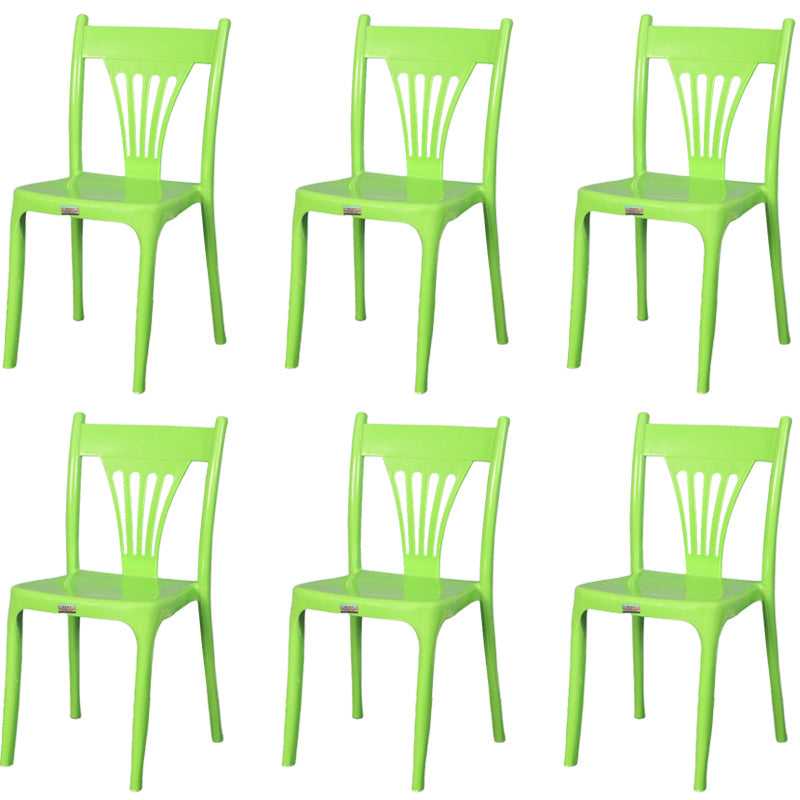 Contemporary Style Stacking Chair Plastic Slat Back Dining Armless Chair Green 6 Piece Set Clearhalo ' kitchen&dining_furn' 'Dining Chairs' 'Dining Tables & Seating' 'dining_chair' 'furn' 'furn_dining_chair' 'Furniture' 'furniture_dining_chair' 'Kitchen & Dining Furniture' 'kitchen' 4105236