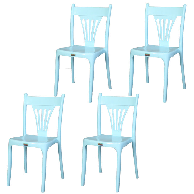 Contemporary Style Stacking Chair Plastic Slat Back Dining Armless Chair Blue 4 Piece Set Clearhalo ' kitchen&dining_furn' 'Dining Chairs' 'Dining Tables & Seating' 'dining_chair' 'furn' 'furn_dining_chair' 'Furniture' 'furniture_dining_chair' 'Kitchen & Dining Furniture' 'kitchen' 4105238