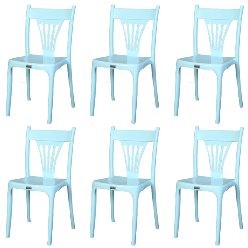 Contemporary Style Stacking Chair Plastic Slat Back Dining Armless Chair Blue 6 Piece Set Clearhalo ' kitchen&dining_furn' 'Dining Chairs' 'Dining Tables & Seating' 'dining_chair' 'furn' 'furn_dining_chair' 'Furniture' 'furniture_dining_chair' 'Kitchen & Dining Furniture' 'kitchen' 4105239