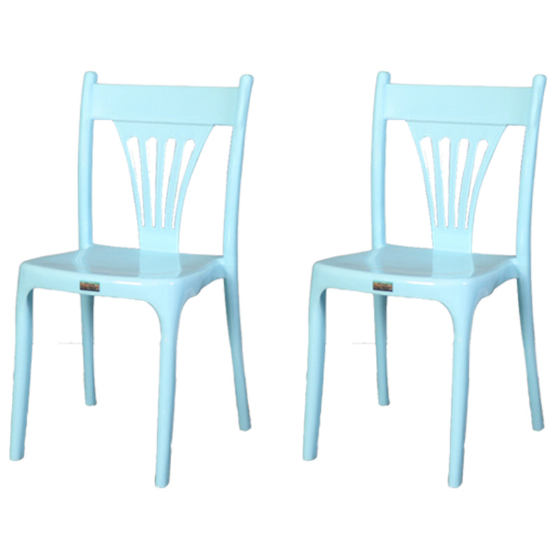 Contemporary Style Stacking Chair Plastic Slat Back Dining Armless Chair Blue 2 Piece Set Clearhalo ' kitchen&dining_furn' 'Dining Chairs' 'Dining Tables & Seating' 'dining_chair' 'furn' 'furn_dining_chair' 'Furniture' 'furniture_dining_chair' 'Kitchen & Dining Furniture' 'kitchen' 4105240
