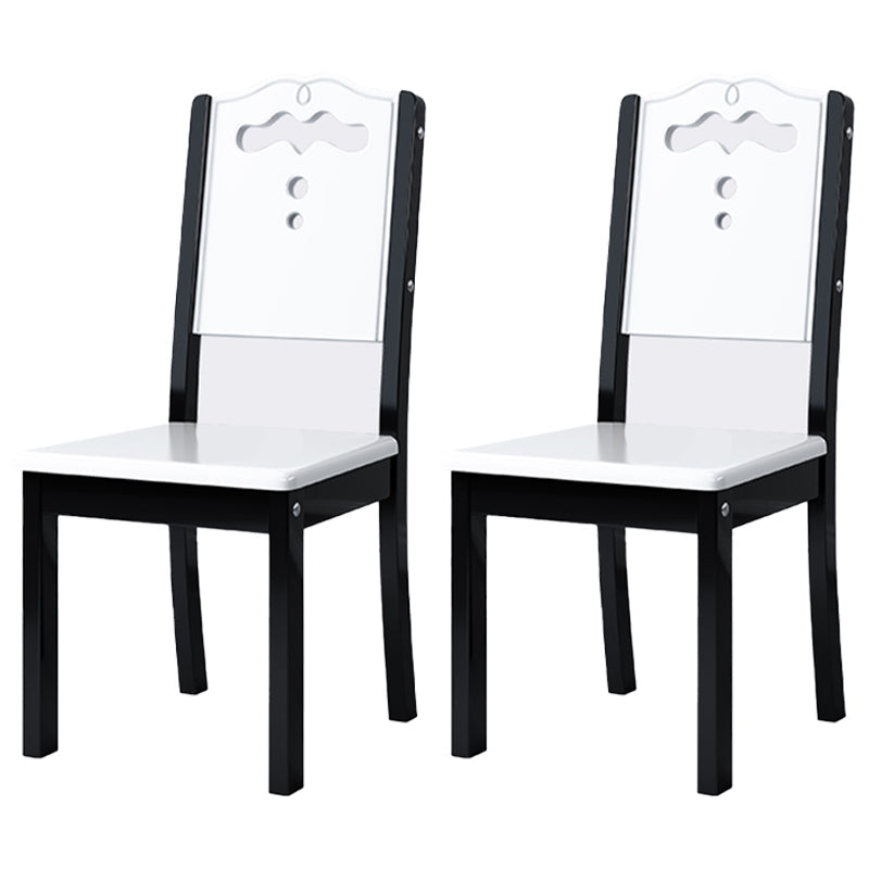 Home Industrial Wood Dining Chair Armless Open Back Dining Side Chair (Set of 2) White-Black Clearhalo ' kitchen&dining_furn' 'Dining Chairs' 'Dining Tables & Seating' 'dining_chair' 'furn' 'furn_dining_chair' 'Furniture' 'furniture_dining_chair' 'Kitchen & Dining Furniture' 'kitchen' 4105243